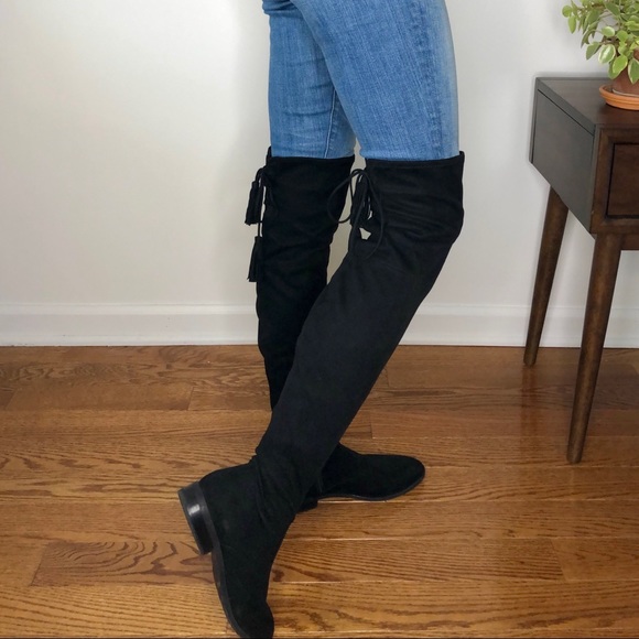 Marc Fisher Over-The-Knee Suede Boots With Tassels - Picture 9 of 17